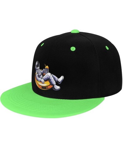 Astronauts Enjoying Snapback Hat for Men Women Baseball Cap Trucker Flat Bill Hats Dad Caps Green $12.85 Baseball Caps