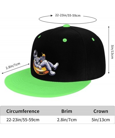 Astronauts Enjoying Snapback Hat for Men Women Baseball Cap Trucker Flat Bill Hats Dad Caps Green $12.85 Baseball Caps