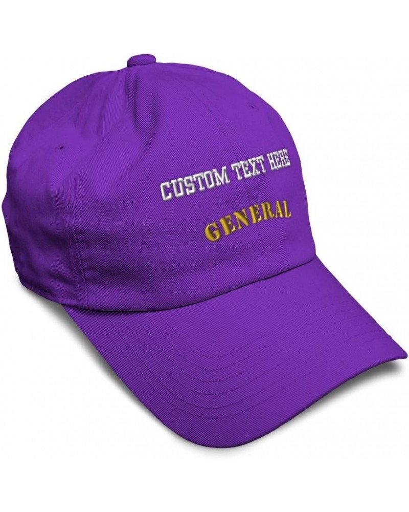 Soft Baseball Cap General Spanish Army Embroidery Cotton Embroidered Dad Hats for Men & Women Purple Personalized Text Here $...