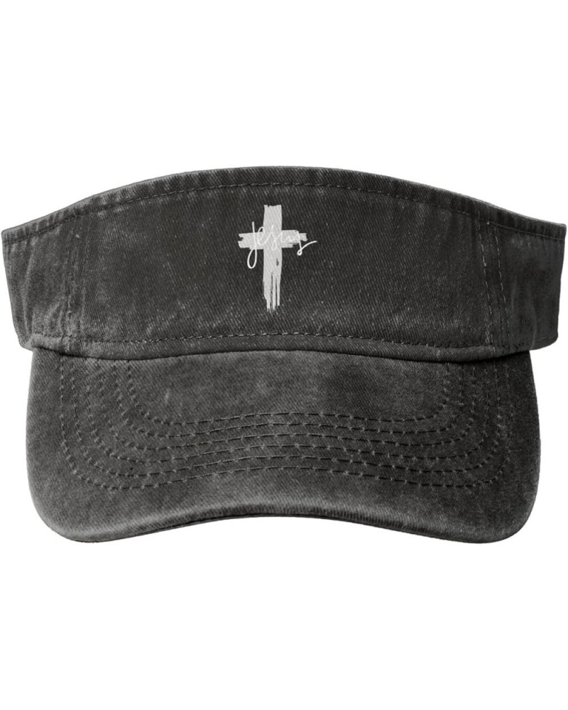 Jesus Cross Christianity Sports Sun Visor Hat for Men Women,Empty Top Sun Hats Topless Cap,Black Black $13.16 Visors