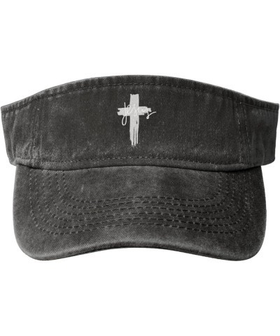 Jesus Cross Christianity Sports Sun Visor Hat for Men Women,Empty Top Sun Hats Topless Cap,Black Black $13.16 Visors