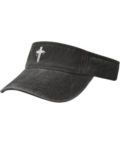 Jesus Cross Christianity Sports Sun Visor Hat for Men Women,Empty Top Sun Hats Topless Cap,Black Black $13.16 Visors