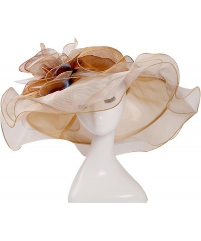 Church Dress Bowler Derby Fascinator Hat 20s 50s Vintage Bucket Hat Wide Brim Dress Hat Headband Clip B4-beige $14.99 Sun Hats