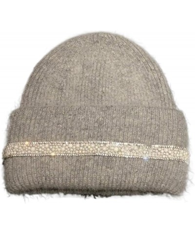 Spring Autumn Winter Beanies for Women Knitted Cap Female Diamond Warm Hat Leisure able Gray $29.96 Skullies & Beanies