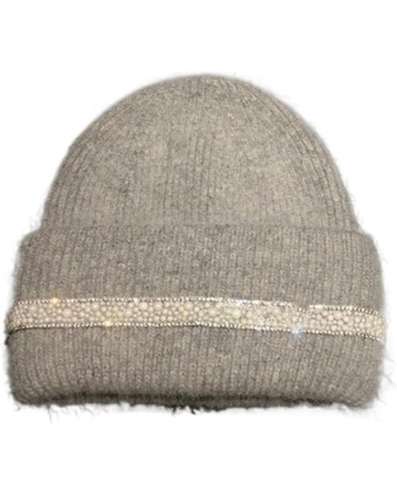 Spring Autumn Winter Beanies for Women Knitted Cap Female Diamond Warm Hat Leisure able Gray $29.96 Skullies & Beanies