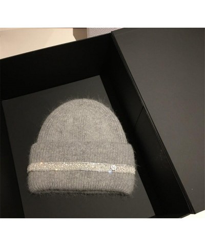 Spring Autumn Winter Beanies for Women Knitted Cap Female Diamond Warm Hat Leisure able Gray $29.96 Skullies & Beanies