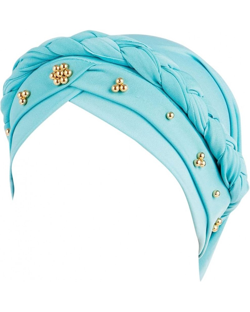 Baseball Cap Rain Headscarf Beaded Hat Turban Women Baseball Caps L A Gear Muslim Hat - Light Blue $9.32 Rain Hats