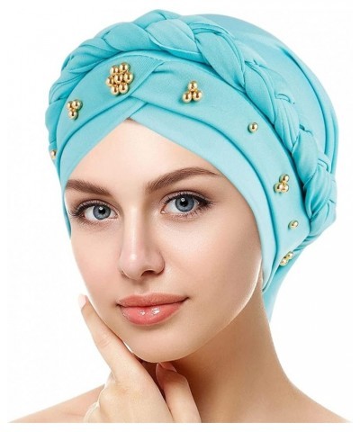 Baseball Cap Rain Headscarf Beaded Hat Turban Women Baseball Caps L A Gear Muslim Hat - Light Blue $9.32 Rain Hats