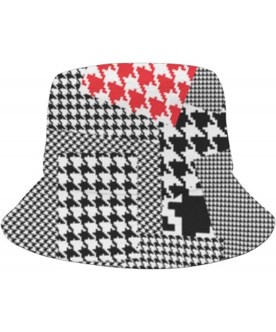 Funny Bucket Hats Houndstooth Bucket Hat Scottish Checkered Packable Hats Swimming Pool Accessories for Dance Must Geometric ...