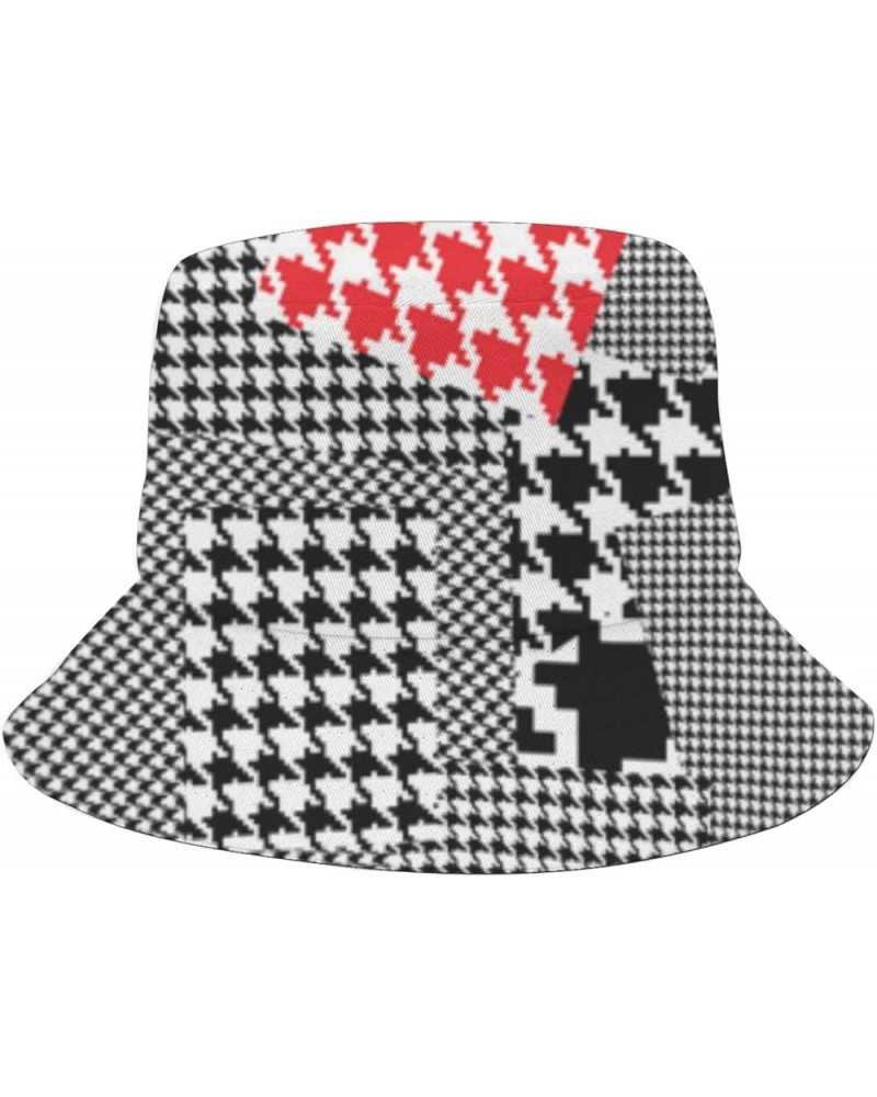 Funny Bucket Hats Houndstooth Bucket Hat Scottish Checkered Packable Hats Swimming Pool Accessories for Dance Must Geometric ...