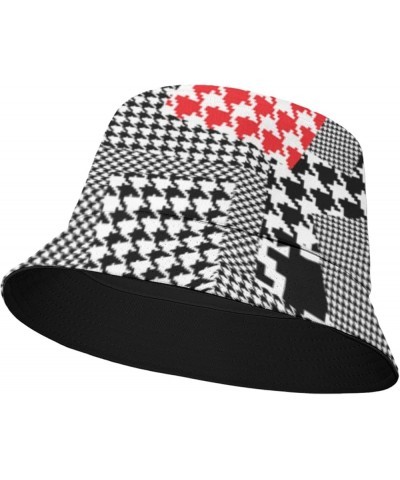 Funny Bucket Hats Houndstooth Bucket Hat Scottish Checkered Packable Hats Swimming Pool Accessories for Dance Must Geometric ...