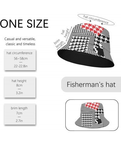 Funny Bucket Hats Houndstooth Bucket Hat Scottish Checkered Packable Hats Swimming Pool Accessories for Dance Must Geometric ...