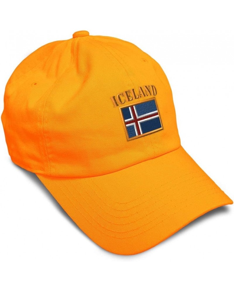 Soft Baseball Cap Iceland Flag Embroidery Flags World Cup Soccer Cotton Embroidered Dad Hats for Men & Women Orange Design On...