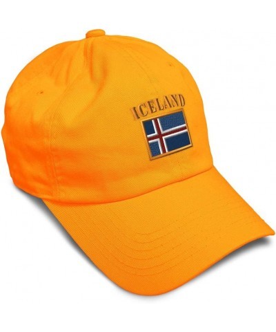 Soft Baseball Cap Iceland Flag Embroidery Flags World Cup Soccer Cotton Embroidered Dad Hats for Men & Women Orange Design On...