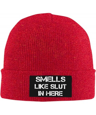 Smells Like Slut in Here Beanie Hats for Men Women Soft Cap Slouchy Knit Hat Red $10.71 Skullies & Beanies