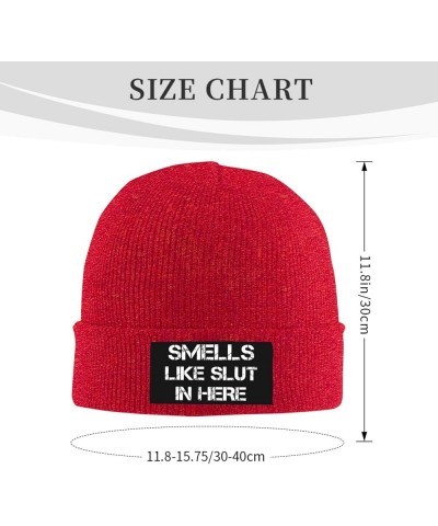 Smells Like Slut in Here Beanie Hats for Men Women Soft Cap Slouchy Knit Hat Red $10.71 Skullies & Beanies