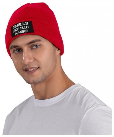 Smells Like Slut in Here Beanie Hats for Men Women Soft Cap Slouchy Knit Hat Red $10.71 Skullies & Beanies