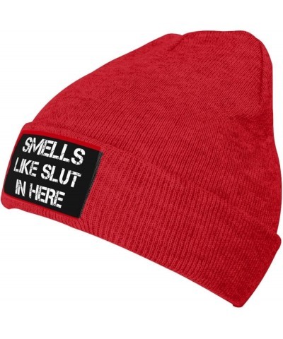 Smells Like Slut in Here Beanie Hats for Men Women Soft Cap Slouchy Knit Hat Red $10.71 Skullies & Beanies