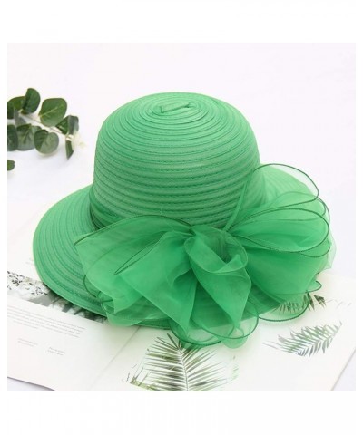 Womens Summer Dress Hat Wide Leaf Flower Bridal Shower Hat Sun Hats Beach Hat Diamond Visor Green-3 $12.79 Sun Hats