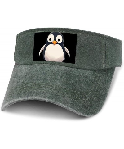 Sun Visor Hats Adjustable Sun Caps for Men Women Cute Penguin Cotton Sun Protection Cap Army Green-style $10.68 Sun Hats