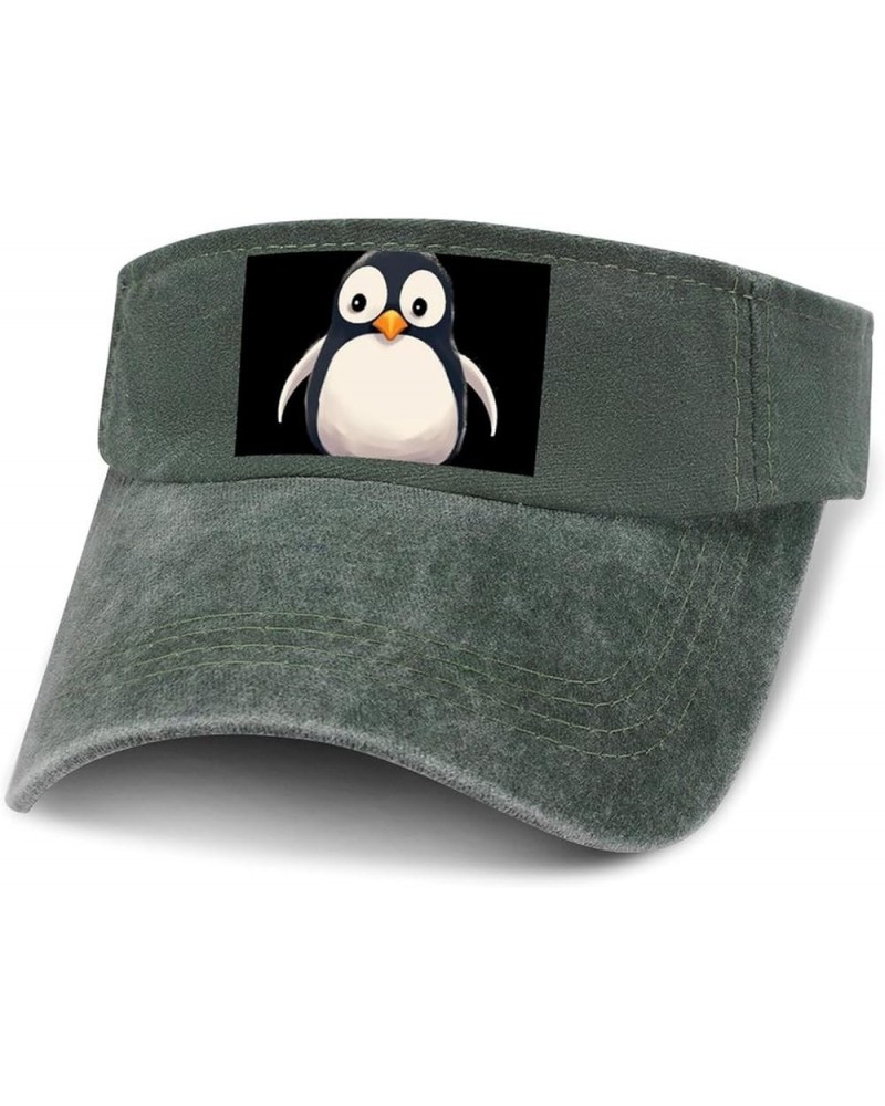 Sun Visor Hats Adjustable Sun Caps for Men Women Cute Penguin Cotton Sun Protection Cap Army Green-style $10.68 Sun Hats