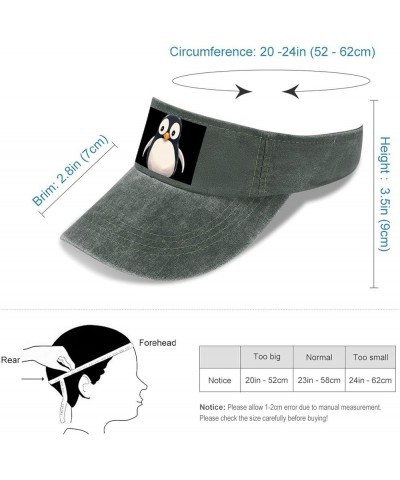 Sun Visor Hats Adjustable Sun Caps for Men Women Cute Penguin Cotton Sun Protection Cap Army Green-style $10.68 Sun Hats