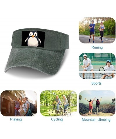 Sun Visor Hats Adjustable Sun Caps for Men Women Cute Penguin Cotton Sun Protection Cap Army Green-style $10.68 Sun Hats