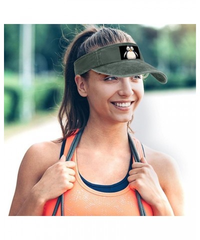 Sun Visor Hats Adjustable Sun Caps for Men Women Cute Penguin Cotton Sun Protection Cap Army Green-style $10.68 Sun Hats