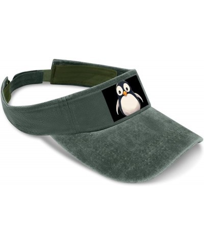 Sun Visor Hats Adjustable Sun Caps for Men Women Cute Penguin Cotton Sun Protection Cap Army Green-style $10.68 Sun Hats