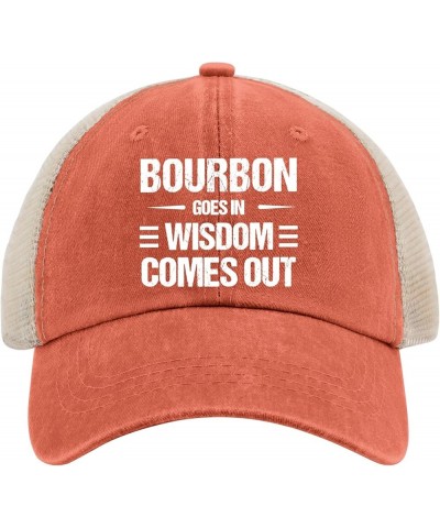 Funny Hat Bourbon Goes in Wisdom Comes Out Hat for Men Dad Hats Graphic Cap Orange-1 $8.39 Baseball Caps