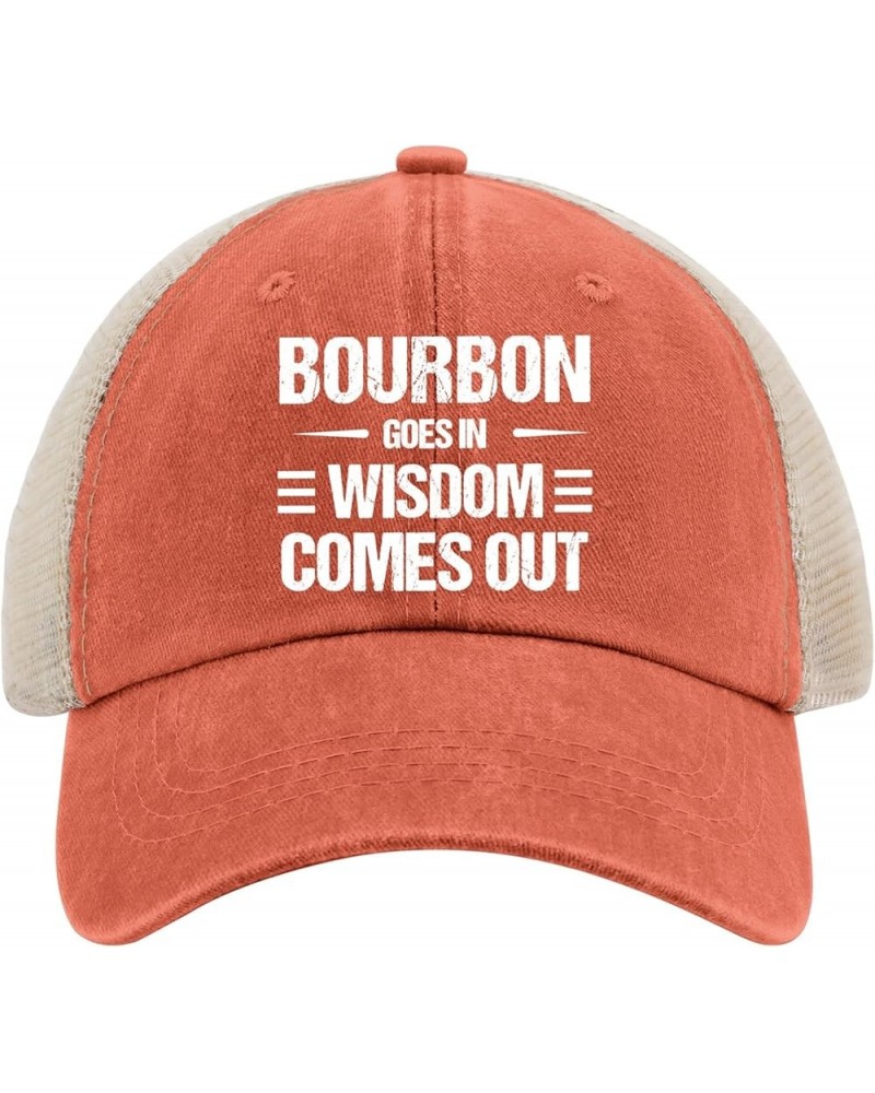 Funny Hat Bourbon Goes in Wisdom Comes Out Hat for Men Dad Hats Graphic Cap Orange-1 $8.39 Baseball Caps