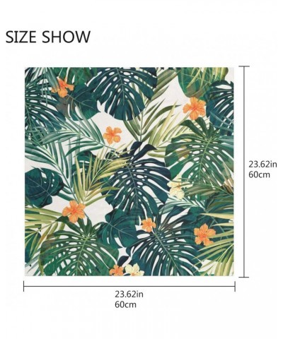 Women Square Scarf Tropical Palm Leaves Flower Pattern Kerchief Silk Like Hair Satin Head Scarf Neck Scarves Wraps 23.6"x23.6...