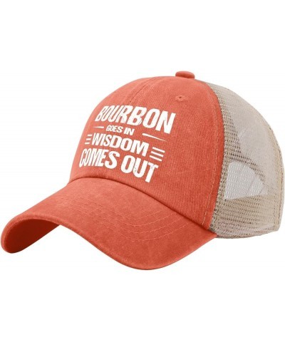 Funny Hat Bourbon Goes in Wisdom Comes Out Hat for Men Dad Hats Graphic Cap Orange-1 $8.39 Baseball Caps