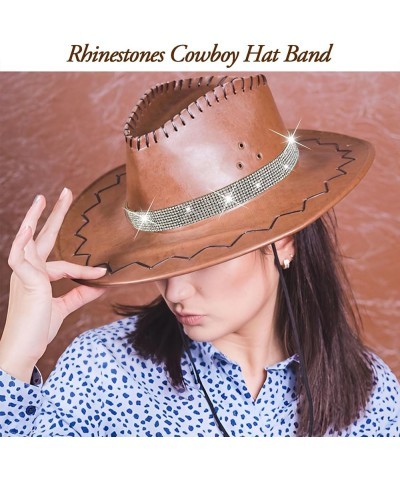 4 Pcs Bling Rhinestones Hat Band Cowboy Hatband,Rhinestones Stretchable Hat Bands for Cowboy,Adjustable Hat Jewelry Gold+silv...