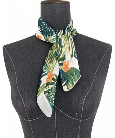 Women Square Scarf Tropical Palm Leaves Flower Pattern Kerchief Silk Like Hair Satin Head Scarf Neck Scarves Wraps 23.6"x23.6...