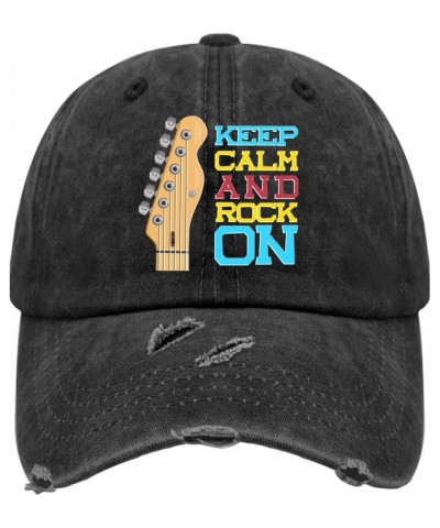 Baseball Cap Guitar Keep Calm and Rock On Trucker Hats for Women Graphic Cotton Snapbacks for Gifts Denim $11.38 Baseball Caps