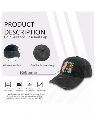 Baseball Cap Guitar Keep Calm and Rock On Trucker Hats for Women Graphic Cotton Snapbacks for Gifts Denim $11.38 Baseball Caps