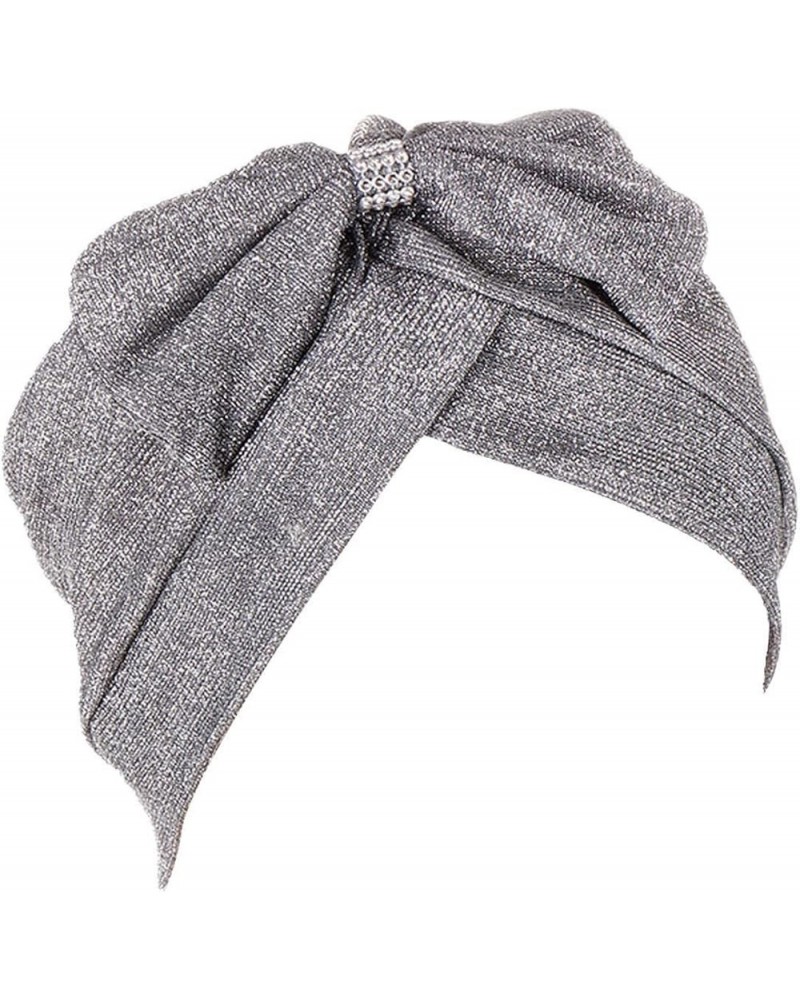 Women Muslim Turban Hatbow Hair Bonnet Head Scarf Wrap Cover Head Wrap Cover Hats Dark Gray $7.48 Skullies & Beanies