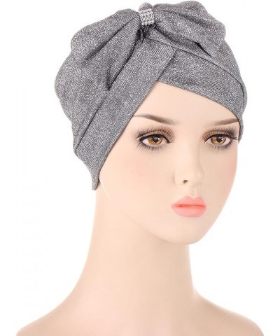 Women Muslim Turban Hatbow Hair Bonnet Head Scarf Wrap Cover Head Wrap Cover Hats Dark Gray $7.48 Skullies & Beanies