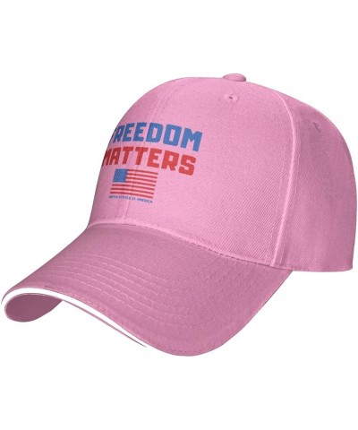 Freedom Matters USA Flag Mans Women's Baseball Cap Fashion Adjustable Baseball Cap Unisex Casquette Pink $10.95 Baseball Caps