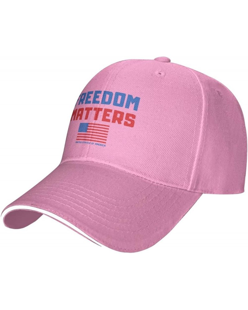 Freedom Matters USA Flag Mans Women's Baseball Cap Fashion Adjustable Baseball Cap Unisex Casquette Pink $10.95 Baseball Caps