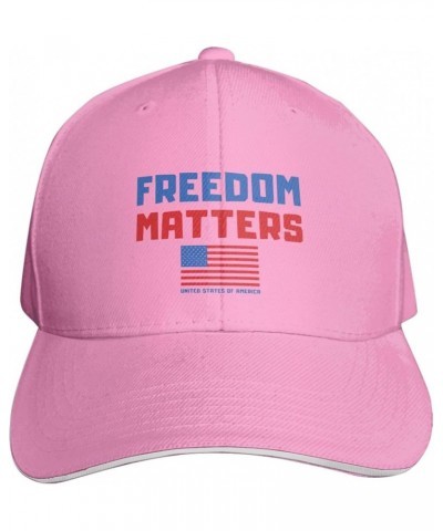 Freedom Matters USA Flag Mans Women's Baseball Cap Fashion Adjustable Baseball Cap Unisex Casquette Pink $10.95 Baseball Caps