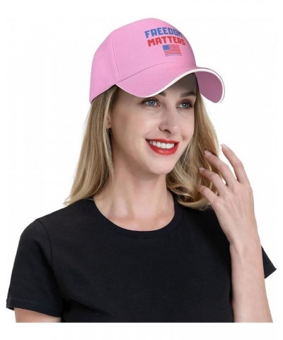 Freedom Matters USA Flag Mans Women's Baseball Cap Fashion Adjustable Baseball Cap Unisex Casquette Pink $10.95 Baseball Caps