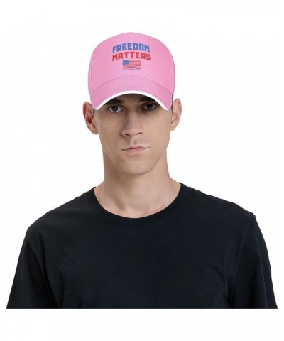 Freedom Matters USA Flag Mans Women's Baseball Cap Fashion Adjustable Baseball Cap Unisex Casquette Pink $10.95 Baseball Caps