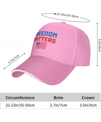 Freedom Matters USA Flag Mans Women's Baseball Cap Fashion Adjustable Baseball Cap Unisex Casquette Pink $10.95 Baseball Caps