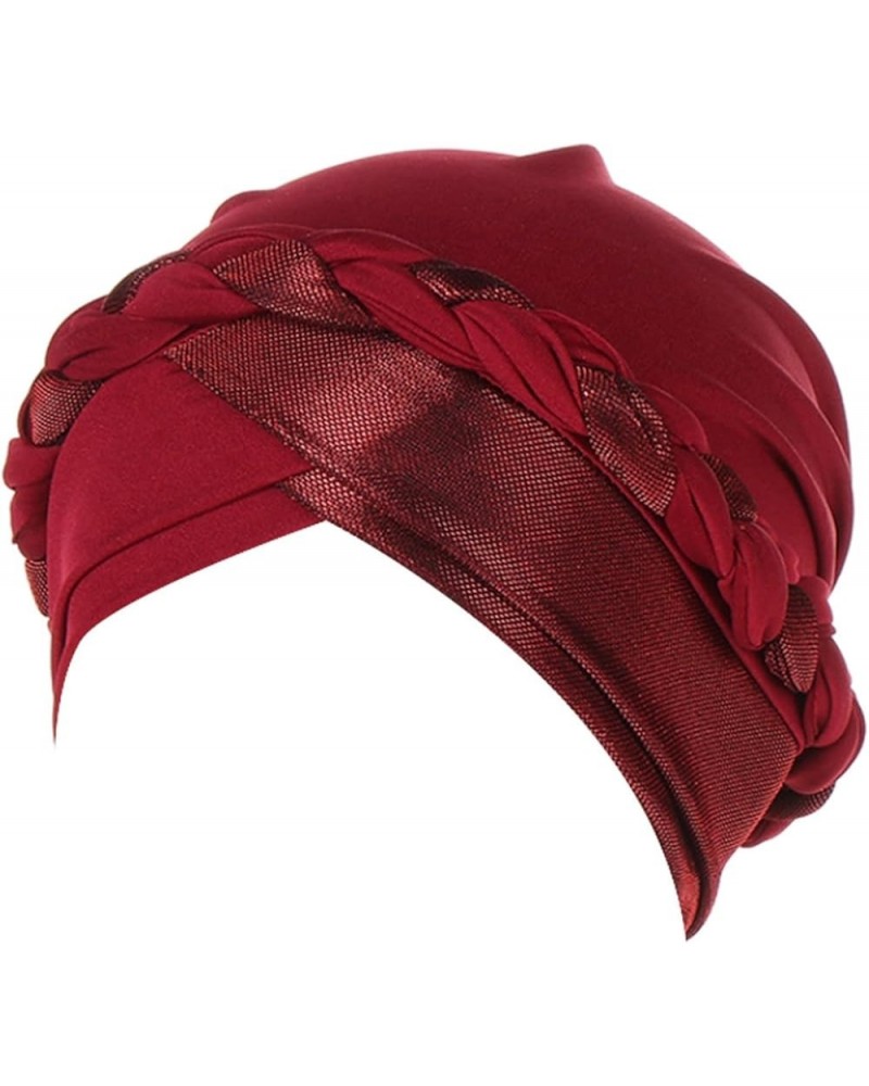 Muslim Headscarf Hat for Women Skull Caps Double Braid Design Fashion Stretch Hair Cover Hat Cancer Headwear Hijab Cap R2-win...