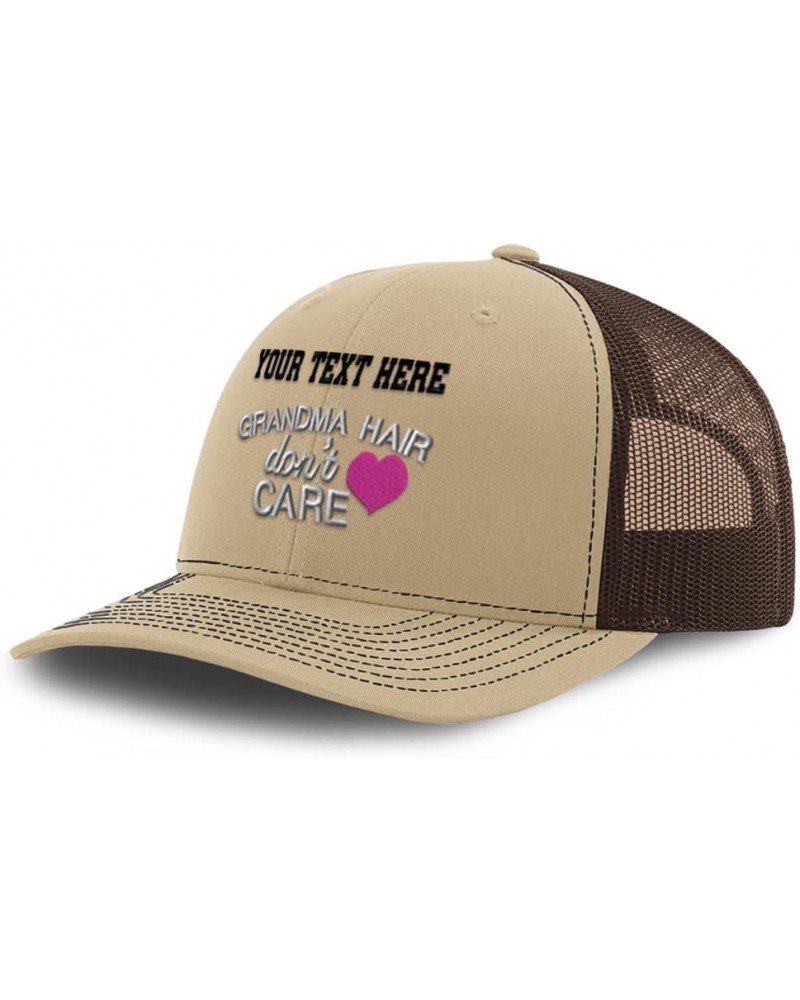 Custom Richardson Trucker Hat Grandma Hair Don't Care Polyester Baseball Cap Khaki Coffee Personalized Text Here $18.89 Baseb...