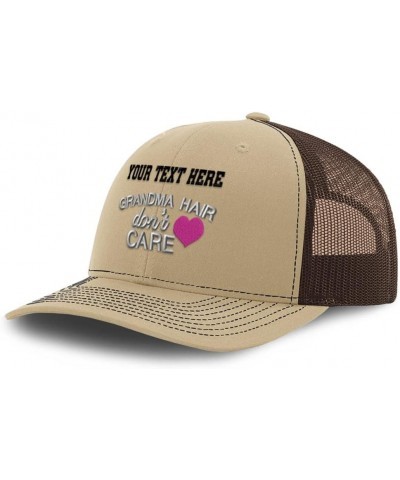 Custom Richardson Trucker Hat Grandma Hair Don't Care Polyester Baseball Cap Khaki Coffee Personalized Text Here $18.89 Baseb...