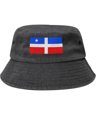 1868 Lares Revolutionay Flag Denim Bucket Hat Adult Unisex Fishing Sun Hat Black Black $9.89 Bucket Hats