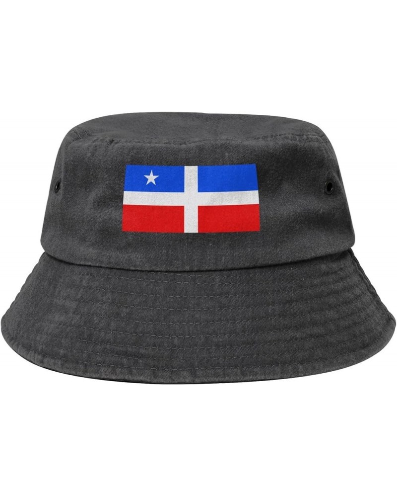 1868 Lares Revolutionay Flag Denim Bucket Hat Adult Unisex Fishing Sun Hat Black Black $9.89 Bucket Hats